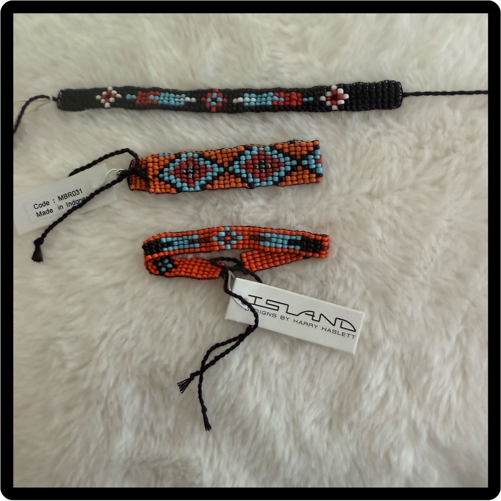Beaded Bracelet - Orange and Blue